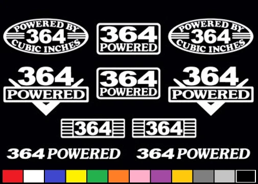 JUEGO DE 10 CALCOMANÍAS 364 CI V8 MOTOR MOTORIZADO PEGATINAS EMBLEMAS RATROD 6.0 CALCOMANÍAS VINILO  Foto 1 de 1
