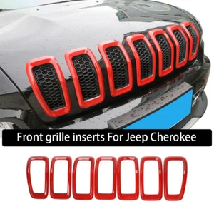 7x Inserciones de parrilla delantera de auto Marco de parrilla Cubierta de moldura para Jeep Cherokee 2014-2018 - Imagen 1 de 6