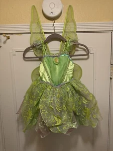 Disney Tinkerbell Costume Green Tulle Multi Layer Dress W Lightup Wings Size 5/6 - Picture 1 of 9