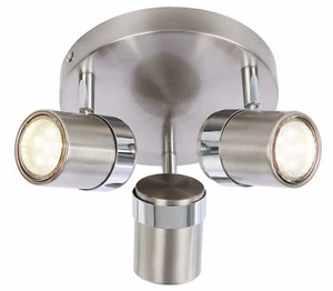 Ceiling Light Fixture Satin 3 Way Round Plate Interior Spotlight Fixture Adjusta - Picture 1 of 7