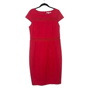 Vestido Vaina Boden Manga Corta Coral Detalle Encaje Largo Modesto Hasta la Rodilla Talla 12 - Imagen 1 de 7