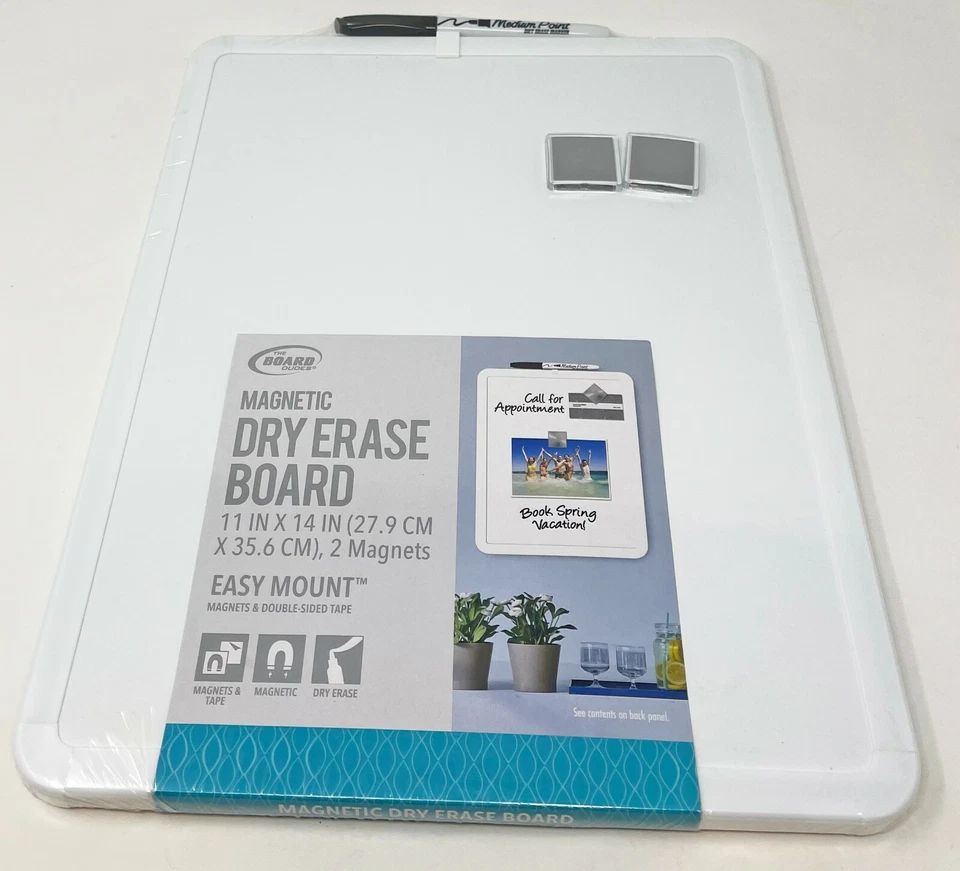 Board Dudes DDD49 14 X 11 White Magnetic Dry Erase Board With Plastic Frame