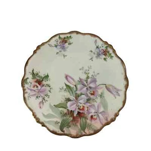 Elite Works Porzellan Teller, Limoges, Frankreich, handbemalt, lila Orchideen 8"  - Bild 1 von 5