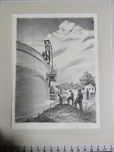 LITOGRAFÍA PINTURA HOMBRE TRABAJANDO CARLYLE CURTIS BROWNING 1948 PENCI FIRMADA - Imagen 1 de 4