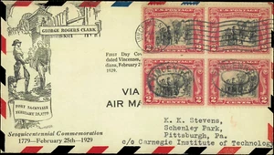 SAVOYSTAMPS- USA Cover -1929- George Rogers Clark -# 651 FDC, Vincennes, Indiana - Picture 1 of 1