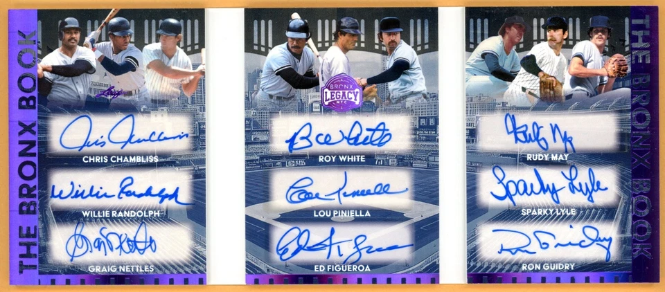2025 Leaf Bronx Legacy Piniella/Lyle/Guidry/Randolph/Nettles 9 AUTOS #4/8 - Image 1 of 3