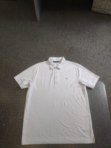 MENS TRAVIS MATHEW SHORT SLEEVE WHITE POLO GOLF SHIRT SIZE LARGE - Picture 1 of 4
