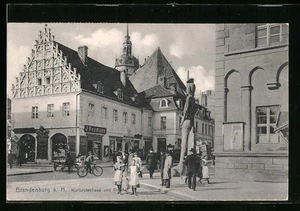 Brandenburg a. H., Kurfürstenhaus und Roland, Ansichtskarte 1908 - Picture 1 of 2