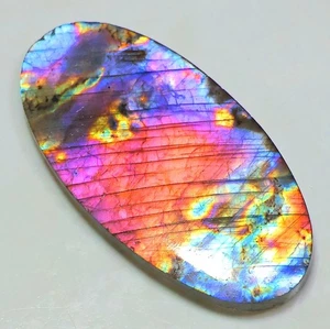 31 Ct 4X20X41 mm Natural Purple Fire Labradorite Oval Cabochon Gemstone RE-43 - Picture 1 of 2