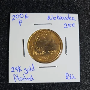 2006 State quarter (24k GOLD PLATED) Nebraska Quarter. BU - Picture 1 of 3