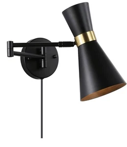 Industrial Plug in Wall Light Swing Arm Fixture Metal Lampshade Extension Mod... - Picture 1 of 6