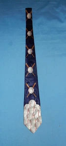 Fratello Men's Baseball Necktie Tie Navy Blue with Baseballs Bats - Picture 1 of 6