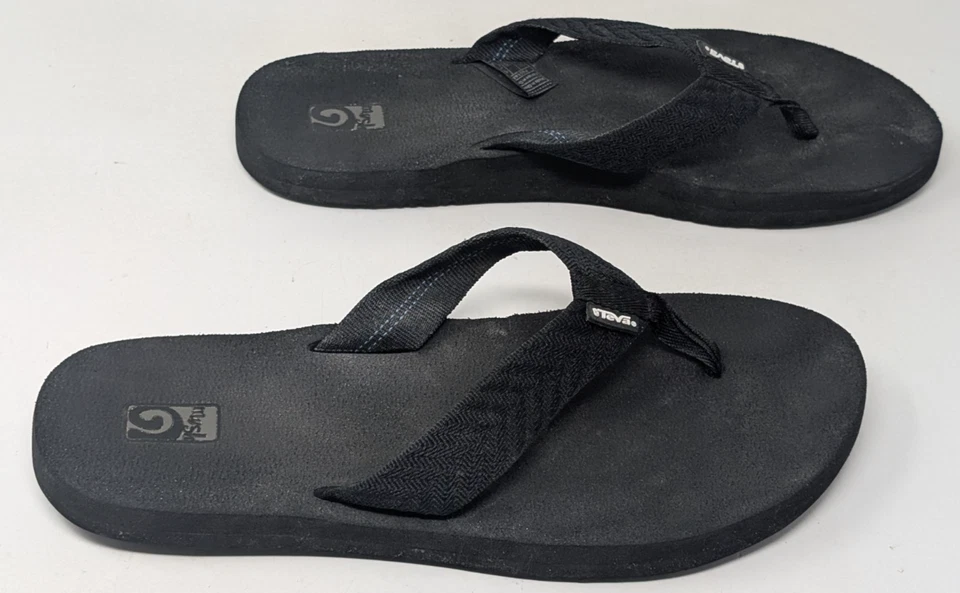 Sandalias chanclas Teva Mush II para mujer talla 10 tanga negras 4198B Foto 1 de 4