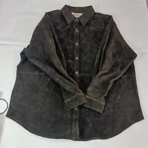 Authentic Dungarees High Sierra Men's Black Button-Up Leather Jacket Size 2X - Picture 1 of 20