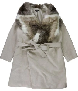 Alfani Womens Faux Fur Collar Pea Coat, Beige, Plus Size, 2X/3X - Picture 1 of 1