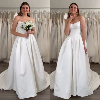 Sweetheart Wedding Dresses Ivory Sleeveless A Line White Bridal Ball Gowns - Image 1 of 4