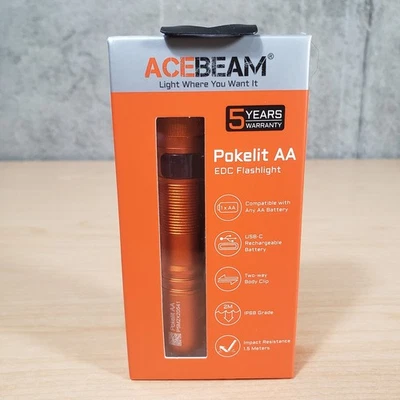 ACEBEAM Pokelit AA Orange Rechargeable Flashlight with Clip, 550 Lumens, EDC