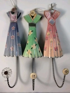 3 ganchos de pared de metal vintage para vestir hechos en la India de 10" de largo cada uno patrones únicos - Imagen 1 de 19