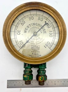 WESTINGHOUSE Star 6" Ashcroft Messing Duplex Druckluftbremse Prüflehre Dampflokomotive - Bild 1 von 7