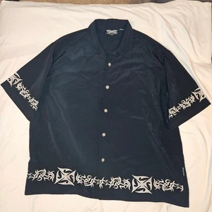 Camisa para hombre Dragonfly Clothing Company XXL blanca y negra bordada con botones - Imagen 1 de 7