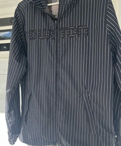 Burton Snowboards Full Zip Spellout Nylon Striped Jacket Coat - Size Medium M - Picture 1 of 8