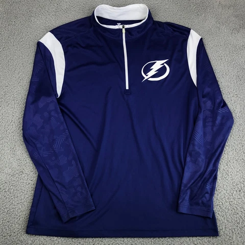 Tampa Bay Lightening Sweater Men's XL Blue Pullover 1/4 Zip Hockey Long Sleeve Cover