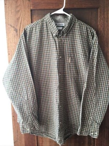 Men’s Columbia Sportswear Large Shirt Brown Plaid Long Sleeve Cotton Pockets - Picture 1 of 7