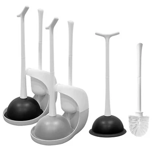 Toilet Brush & Plunger Set 2 in 1 Toilet Cleaning Tools Caddy Stand for Bathroom - Picture 1 of 21