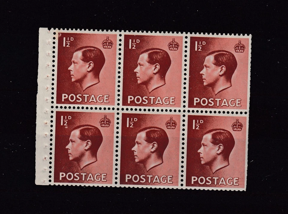GB KEVIII 1936 1/2d Booklet Pane MNH BP13478 - Изображение 1 из 1