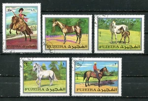 FUJEIRA 1970, ART: PAINTINGS WITH HORSES, Mi. 582-586, VFU - Picture 1 of 1