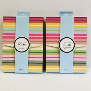 Hallmark Stationery 2 Sets Original Boxes Cute Summer Stripe New NIB - Picture 1 of 4