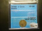 Crosslet Canada Five Cents 1874H 4 VF-30 CCCS