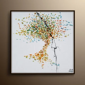 Baumgemälde 35" - Schöner & Bunter Abstrakter Baum, Original Ölgemälde. - Bild 1 von 5