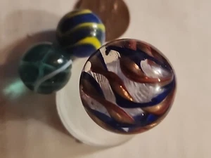 Latticino Swirl Marble W RIBBON AWESOME PLUS 3 MARBLES - Picture 1 of 18