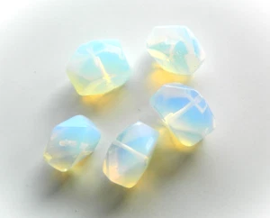 Glass, Opalite Faceted Barrel Beads, 13-15mm x 9-10mm Approx, Bag Of 5 Beads - Picture 1 of 1