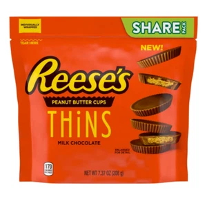 REESE'S Milk Chocolate Peanut Butter Cups Thins,7.37 oz $13.87 FREE SHIPPING!! - Picture 1 of 3