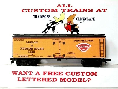 HO SCALE CUSTOM LETTERED LEHIGH & HUDSON RIVER RR REEFER AVAIL IN O SCALE - Image 1 of 4