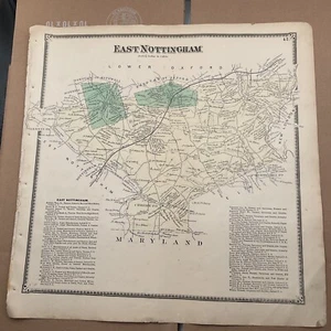 Mapa Atlas Original 1873 East Nottingham PA Chester County A R Witmer Negocios - Imagen 1 de 10