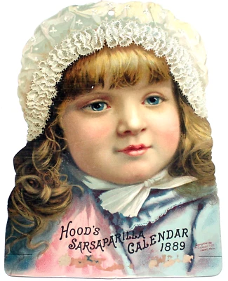Hood's Sarsaparilla Calendar 1889 Victorian Girl Blood Purifying  - Image 1 of 4
