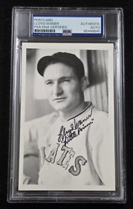 LLOYD WANER Signed Real Photo Postcard-HOF-PITTSBURGH PIRATES-PSA - Picture 1 of 4