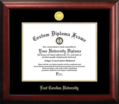 Marco de diploma en relieve NC995GED East Carolina University, 11" X 14", dorado Foto 1 de 4