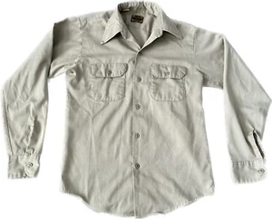 Vintage Washington Dee Cee langärmliges geknöpftes Herrenhemd khaki USA Medium - Bild 1 von 9