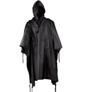 BLACK Military USMC G.I Style All Weather Poncho Raincoat Ripstop Nylon - Picture 1 of 3