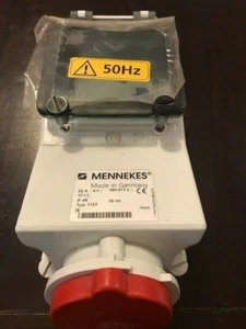 mennekes socket 32A 6H/ RCD PROTECTED SOCKET IP44, 3P+,WHITE&RED,NEW,50HZ-60HZ - Picture 1 of 5