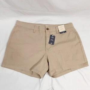 St. John's Bay Chino Shorts Damengröße 14P khaki mittelhoher Bund Reißverschluss Baumwolle einfache Passform - Bild 1 von 15