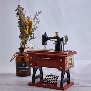 Sewing Machine Music Box Retro Sewing Clockwork Home Crafts Decor Gift - Picture 1 of 9