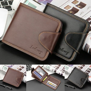 Leather Wallet for Men Short Wallet Male Business Bifold Type Money Bag Wallet - Picture 1 of 12