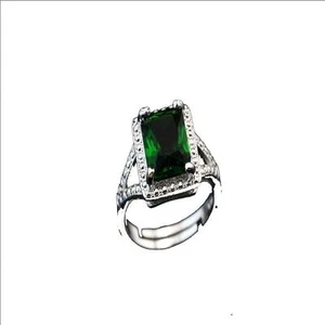 Anello In Ossidiana Di Zirconio Placcato Argento 925. Taglia Regolabile - Foto 1 di 5
