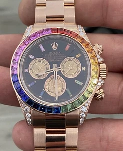 Rolex Rose Gold 116505 Daytona 116595RBOW Rainbow Sapphire Bezel Diamond Lugs - Picture 1 of 24