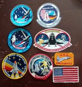 Vtg Lot of 6 NASA Challenger Discovery Embroidered Patches & 2 Stickers New - Picture 1 of 8